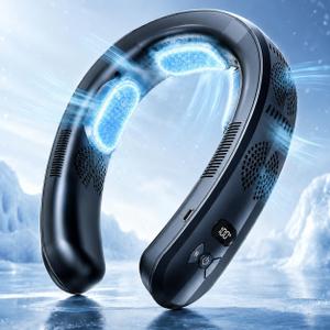 Portable Neck Air Conditioner Fan, 2026 Wearable Neck Cooler with 3 Cooling Plates, 6000mAh Rechargeable Bladeless Neck Fan, 3D Airflow Quiet Personal Fan for Travel Sports Work Outdoor