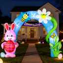 Domkom 12FT Long Huge Easter Inflatable Bunny Archway Outdoor Decorations,Build-in LED Lights Holiday Blow Up Yard Decoration, for Easter&Spring, Outdoor,Garden, Yard Lawn Dcor