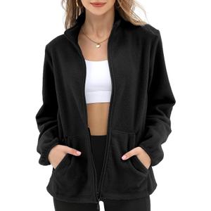Argstar Women's Fleece Jacket with 6 Pockets  (Large, Black)