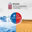 8 Pack ER14250 LS14250 3.6V Lithium Battery, 1/2AA Size 1200mAh Lithium Thionyl Chloride Battery(Li-SOCl2) CE/ROHS/UN38.3 Certified, Non-Rechargeable(ER14250-8 Count/T Type)