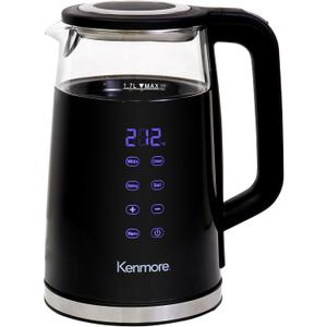 Kenmore Electric Kettle - 1.7 Liter Cordless Digital Chauffe-eau, Instant Pot Tea Kettle, Preset Temperature Control, Automatic Shut- Off, Cool Touch, Hot Water Boiling Heater, Black