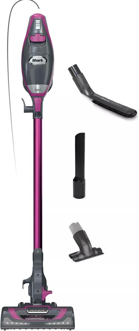 Shark HV371 Rocket Pro DLX Corded Stick, Removable Hand Vacuum, Advanced Swivel Steering, XL Cup, Crevice Tool, Upholstery Tool & Anti-Allergen Dust Brush, Fuchsia, Capacity