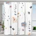 Shower Curtain Watercolor Flower Shower Curtain Sets - Spring Blue Beige Floral Plant Shower Curtains for Bathroom, Washable Modern Farmhouse Decor, 72 x 72