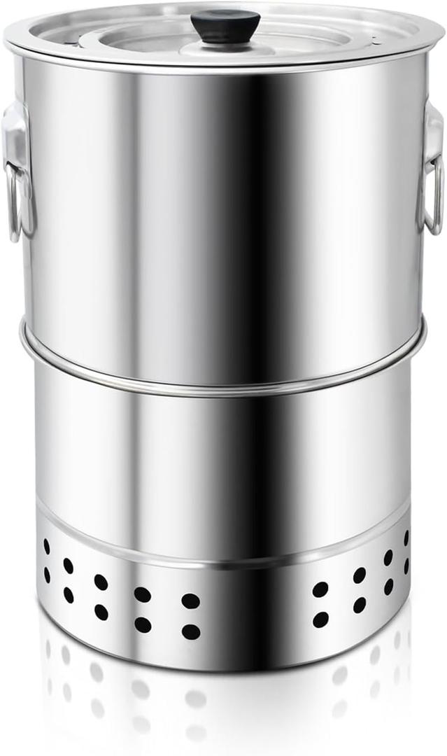 Stainless Smokeless Charcoal Grills Surround Charcoal Barrel Grill 360 Smokeless Outdoor Barbecue Grill for Travel for Travel, Outdoor Cooking and BBQ, Camping Grill Picnic Patio Backyard