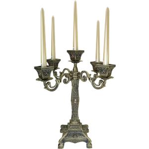 Metal Candelabra 17" Height, Candle Holder with 5 Arms,Antique Bronze Furnish Candle Holder, Centerpiece for Home Decro,Wedding Event, Party,1 Pack (Bronze Color)