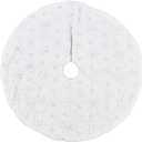 Christmas Tree Skirt 35in Plush Tree White Standing Mat Pad with Snowflake for Xmas Holiday Decoration