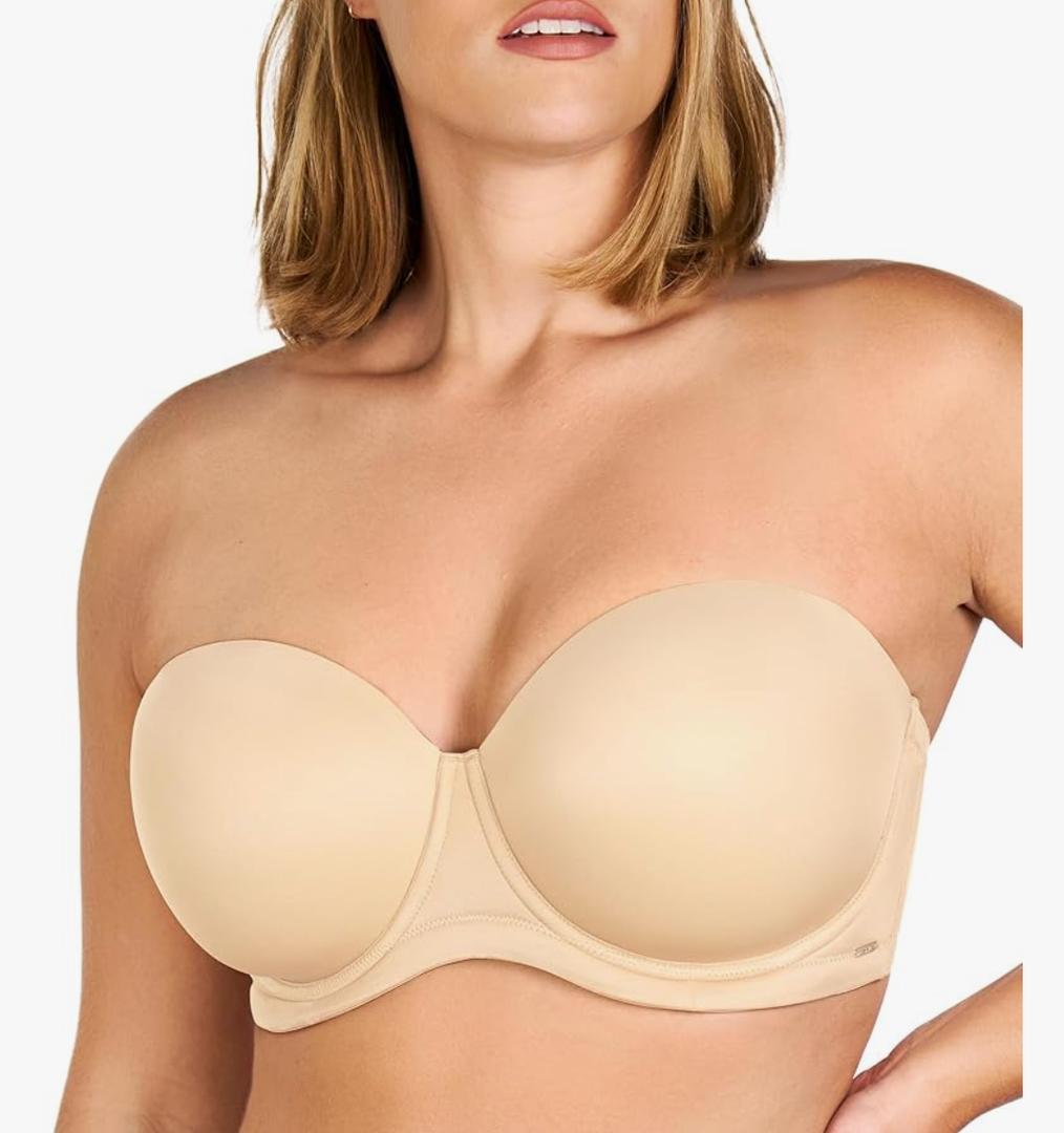 Strapless Bras for Women Large Bust Non Slip Full Coverage Underwire Supportive Multiway Strapless Bra Plus Size Beige Size 36G