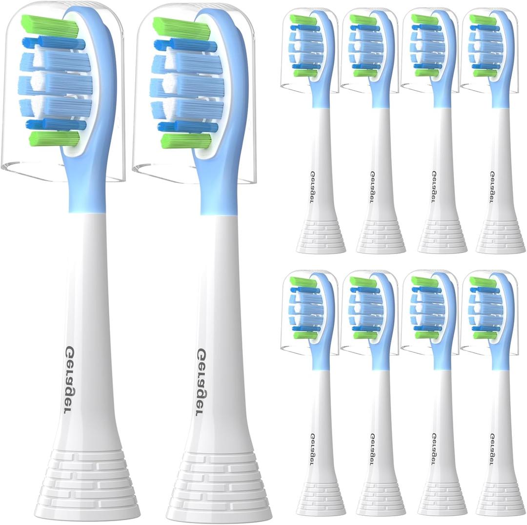 Replacement Toothbrush Heads Compatible with Philips Sonicare and More Click-on Handles C3 G3 W3 C2 G2 Brush Heads, 10 Pack White