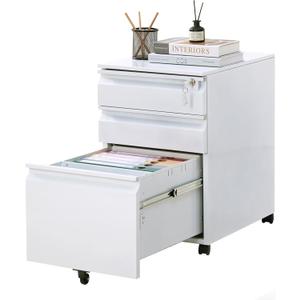 Filing Cabinets for Home Office Organizer, 3 Drawer Mobile File Cabinet with Lock & Anti-Tip Wheel,Under Desk Metal Filing Cabinets ForLetters/Legal/a4 (Un-Assembled)