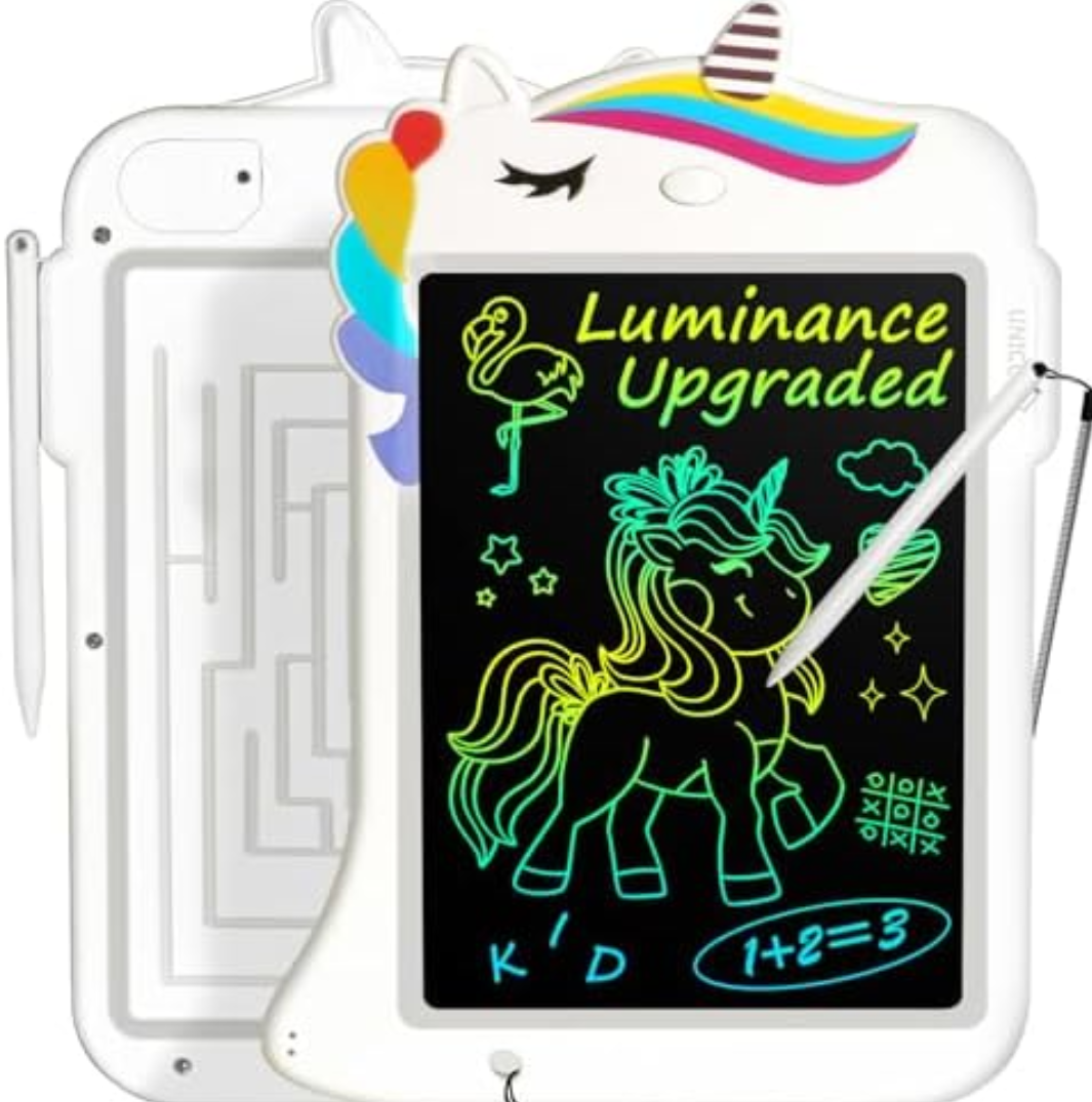 Pack Of 2 Jasonwell LCD Drawing Writing Tablet - Drawing Pad Doodle Board for Kids Toddlers Drawing Toy Educational Learning Toys Christmas Birthday Gift 2 3 4 5 6 7 8 Year Old Girls Boys (White Unicorn)