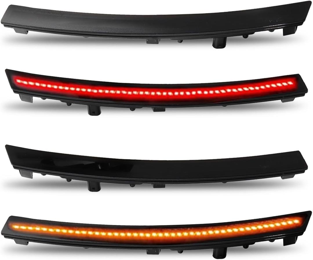 Nakkaa Front Rear Side Marker Light Compatible with 2014-2019 Corvette C7 Grand Sport Stingray ZR1 Z06 4PCS Smoked Len Amber Red Turn Signal Lamp Side Marker Light 22771196 22771197 23210929 23210930