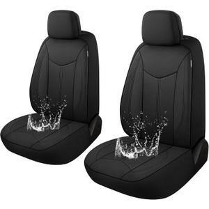 CAROMOP Neoprene Car Seat Cover 2 Front Seats, Waterproof Seat Covers for Cars, Universal Fit for Most Car Interior Covers-Sedan Truck SUV(Black)