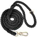 NUGUTIC 5 FT Dog Leash Handmade Braided Rope Dog Leash for Small Medium and Large Dogs, Black (5FT x 1/2in (Pack of 1))