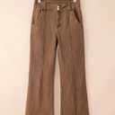 Sidefeel Womens Wide Leg Jeans Casual Baggy High Waisted Stretch Denim Pants Size 12 Brown