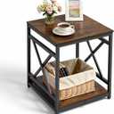 VEVOR End Table 18" Square, 2-Tier Side Table with Open Storage Shelves, Industrial Nightstand Bedside Table with Metal Frame & Wood Top, Small Sofa Table for Living Room, Bedroom, Office, Dorm, 18" x 18" x 20"