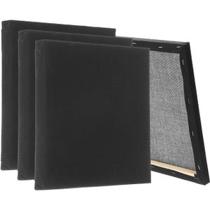 PATIKIL Black Stretched Canvas, 12 Pcs 6" x 6" (15 x 15 cm) Cotton Canvas for Acrylic, Oil, Watercolor Paints