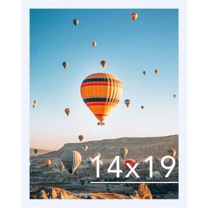 JCJMY 14x19 Picture Frame White for Wall Hanging, Wall Mounting Horizontally or Vertically, 14 x 19 Wall Gallery Poster Photo Frame with Durable Shatter Resistant Plexiglass, White