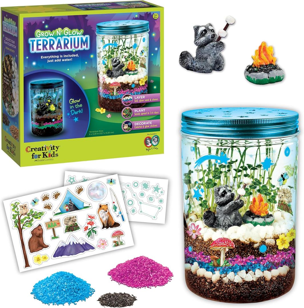 Creativity for Kids Grow 'N Glow Terrarium Kit - Educational Science Kits| Easter Basket Stuffers for Kids Gifts for Boys and Girls| Craft and STEM Projects (Ages 6+)