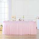 Besutolife 6ft Pink Tablecloth for Rectangle Table Spandex Tutu Table Skirt for Parties Wedding Baby Shower (72" x 30" (Rectangular))
