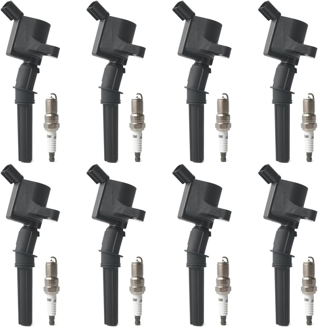 Set of 8 Ignition Coil Pack & Iridium Spark Plugs Compatible with V8 5.4L 4.6L Ford Expedition F150 F250 F350 Explorer Excursion E150 E250 E350 Crown Victoria Mustang Lincoln Replace DG508 FD503 SP479