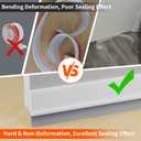2 Pack Hard Door Draft Stopper for Bottom of Doors, 36" Under Door Sweep, Adjustable Weather Stripping Door Seal Gap Filler, Hot, Cold Air, Light, Noise Blocker for Interior & Exterior - White