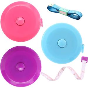 Tape Measure Body Measuring Tape, Retractable 60 Inch Soft Mini Measuring Tape, Small Sewing Fabric Tape Measurer for Cloth Waist Medical Nursing Craft(3 Pack/Pink Purple Sky Blue)