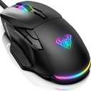 AULA Gaming Mouse, 12800 DPI RGB Wired Gaming Mouse with 13 Backlit Modes & 6 Programmable Macro Buttons, PC Gaming Mice Support DIY Keybinding, Mouse Gamer for Laptop PC Mac, universal, Black