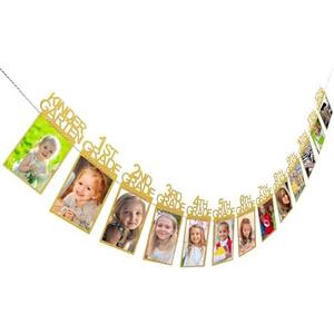 Tiaze 2026 Graduation Decorations Class of 2026 2027 Decorations Graduation Photo Banner 5x7 Graduation Party Supplies, Gold, TE001G