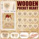 Gerrii 36 Set Mothers Day Heart Christian Tokens Gift Jesus Love Wooden Religious Pocket Hugs Catholic Card Bible Verse Token Bookmark for Grandma Church Religious Party Goodie Bag Filler (Wood Color)