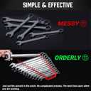 ALOANES 52-Slot Metal Wrench Organizer, Heavy Duty Tool Tray for Tool Box, Fit SAE & Metric Wrench Storage, 4 Pack Wrenches Holders(Black)