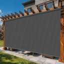 12'W x 8'H Gray Outdoor Roller Shade with Crank Wand Patio Shades Roll up, UV Blocking & Privacy Protection