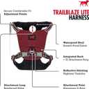 Tuff Pupper All-Day Wear Dog Harness | for Walking, Trail Running, Hiking | Front & Back Leash Clips | Reflective Trim | Easy On/Off Buckles | Lightweight Breathable | No Pull Design (XS, Red)