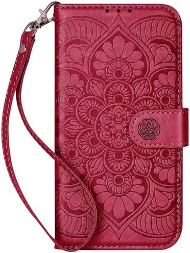 Wallet Case for iPhone 15 Pro Max,[RFID Blocking] 3 Card Holder Stand with Credit Card Slot PU Leather Magnetic Protective Flip Cover for iPhone 15 Pro Max (Red)