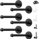 8-Inch Pipe Shelf Brackets for DIY Floating Shelves, Industrial Iron Pipe Bracket, Heavy Duty Metal Shelving Brackets, 6 Pack, Black