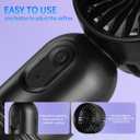 VanSmaGo Portable Mini 2-pack Handheld Personal Small Fan with 3-speed for Travel, USB Rechargeable Battery Operated Eyelash Fan, Black&White