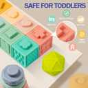 Baby Toys 6 to 12 Months, 5 In 1 Montessori Toys for 1 Year Old, Incl Travel Pull String Toy & Rattle Teether & Stacking Baby Block & Soft Infant Ring & Sensory Ball for Toddler 0-3-6-9-12 Month