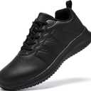 ENLEN&BENNA Non Slip Shoes for Women Food Service, Kitchen Chef Oil-Proof Slip Resistant Work Shoes Waterproof Comfort Lightweight Sneakers with Lace Up Black, size 10
