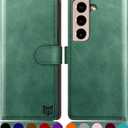 SUANPOT for Samsung Galaxy S22+/S22 Plus 5G with RFID Blocking Leather Wallet case Credit Card Holder,Flip Folio Book Phone case Shockproof Cover Women Men for Samsung S22Plus case Wallet Sea Green