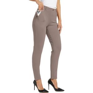 Willit Women's Yoga Dress Pants Skinny Work Slacks Leggings Slim Fit Stretch Office Casual Pants Pockets, XX-Large, 30 Inches, Deep Taupe