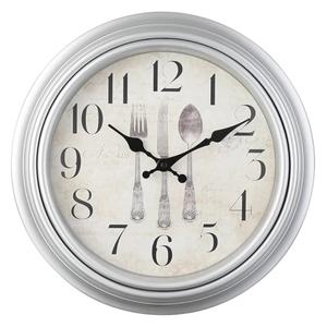 WOOPHEN Vintage Wall Clock, 16" Extra Large Silent Non Ticking Retro Wall Clocks Quality Quartz Battery Operated Round Decorative Easy to Read for Home Kitchen Living/Bedroom Office School (Silver)