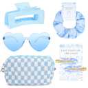 5PCS Last Toast on the Coast Bachelorette Party Gifts Bridesmaid Proposal Gifts Bachelorette Favors Beach Hair Clips Hair Scrunchies Bridesmaid Sunglasses Makeup Bag Wedding Favor Women Girls, Coastal Blue