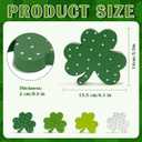 St Patricks Day Shamrock Decorations, 4 Pack 6 Wooden Polka Dot Shamrocks Saint Patty's Irish Holiday Tiered Tray Home Table Shelf Office Desk Decor Set Chunky Clover Tabletop Sign