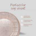 Ms Lovely Cross-stitch Pattern Glass Charger 12.6 Inch Dinner Plate With Beaded Rim - Set of 4 - Rose Gold Color