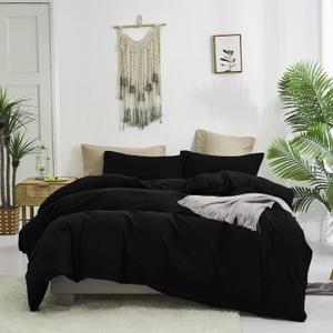 Cottonight Black Comforter Set Queen Men All Black Bedding Set Blanket Quilts Soft Breathable Pure Dark Color Lightweight Bedding Comforter Queen Size Adults Teens