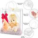 Ohuimrt 20 PCS Clear Plastic Gift Bags with Handles, 10.2 x 11.8 x 3.15 Inches Reusable Party Favor Bags with Ribbon Transparent Gift Wrap Bags Bulk for Weddings Birthdays