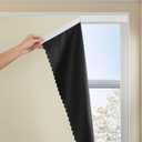 JILRON Adhesive Curtain 100% Blackout No-Drill Easy Install for Bedroom Blinds Light Blocking (Beige-35 W x 84" L-1P)
