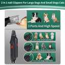 2-in-1 Cat Nail Clippers & Dog Nail Clippers Trimmers for Large Medium Small Dogs Cats Claw Trimmer Quick Sensor and Safety Guard USB Rechargeable with 2 LED Lights Dogs Nail Trimmer (Black 6th Generation)