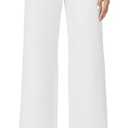 iChosy Womens High Waist Wide Straight Leg Trousers Casual Slacks Dress Pants with Pockets White, 16 Regular