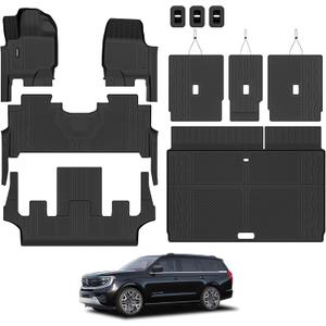 Floor Mats & Trunk Liner & Backrest Mat for 2025 Ford Expedition MAX 7-SeatsAll-Weather, Stain-Resistant Car Floor Liners, Accessory Custom Fit for Expedition 2025 7-Seat (Only for MAX), Black