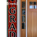 Congrats Grad Class Banner - Graduation Porch Door Sign Welcome Banner, Congrats Grad High School College Indoor Outdoor Grad Party Decorations（Red & Black）